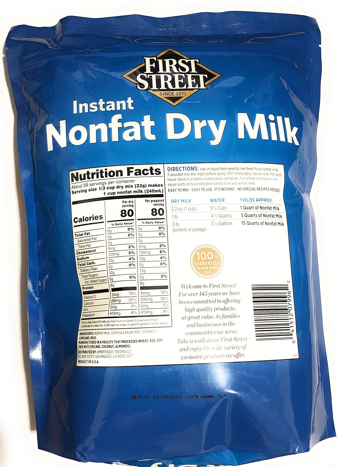 48oz First Street Instant Non Fat Dry Milk, Powder, Pack of 1 - Image 2